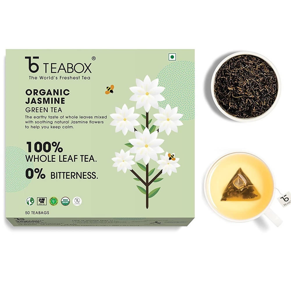 Teabox Organic Jasmine Green Tea Bags | Grocsy