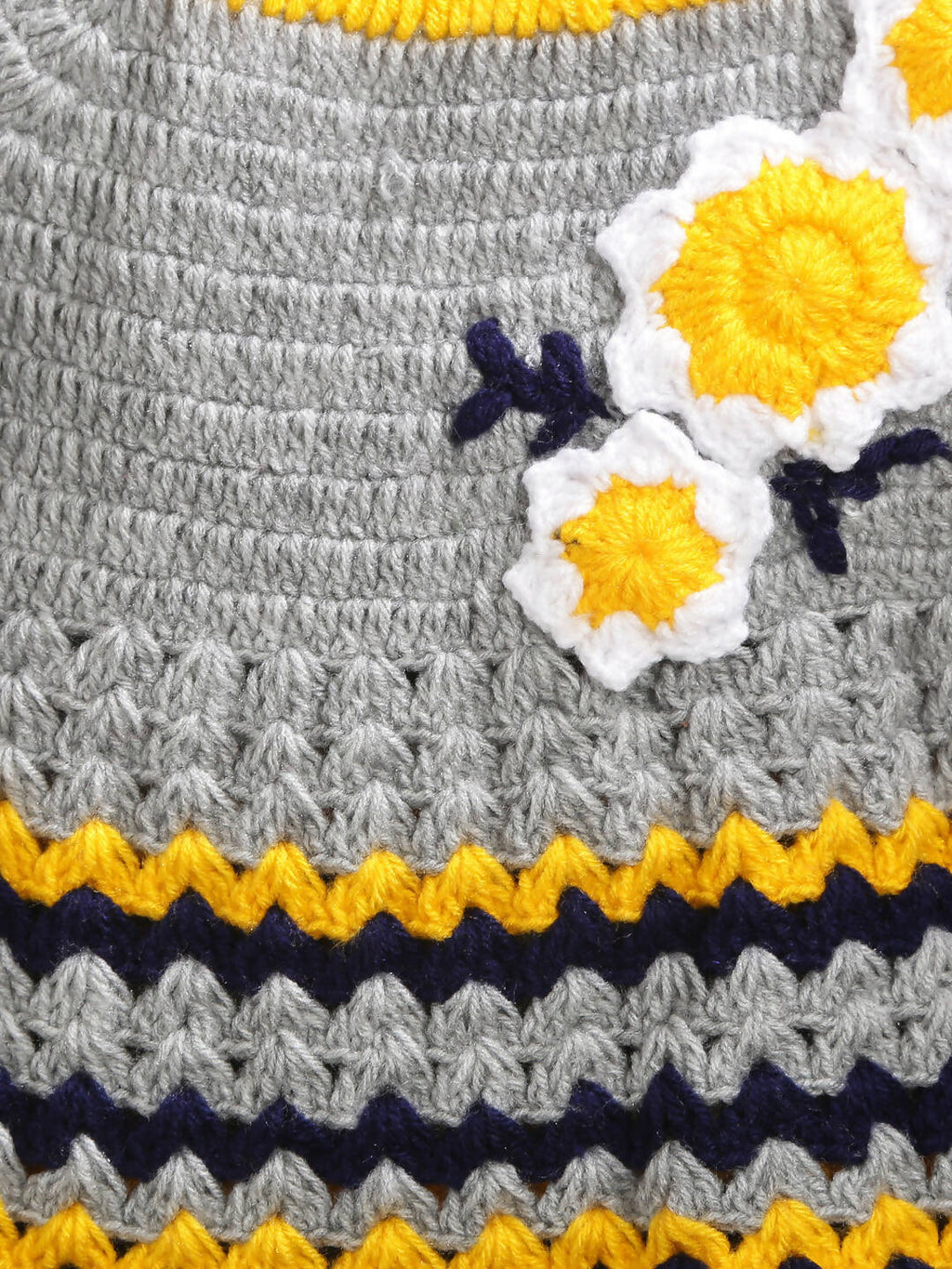 ChutPut Hand knitted Crochet Bumblebee Wool Dress For Baby Girls - Grey | Grocsy