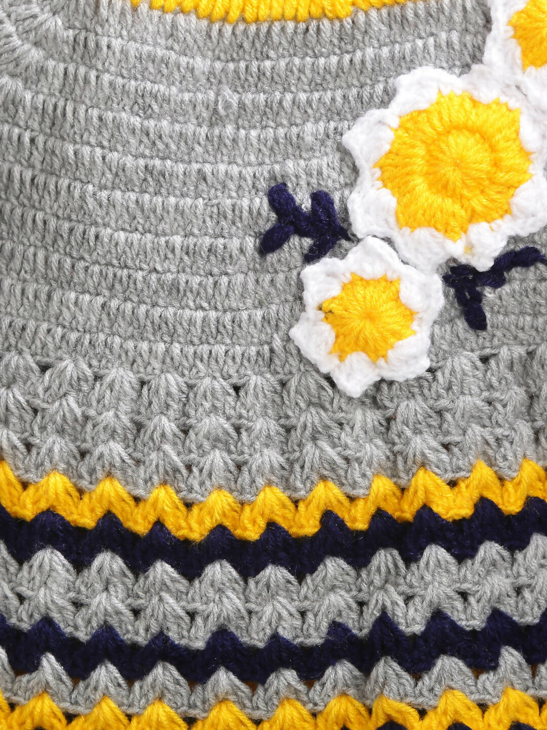 ChutPut Hand knitted Crochet Bumblebee Wool Dress For Baby Girls - Grey | Grocsy
