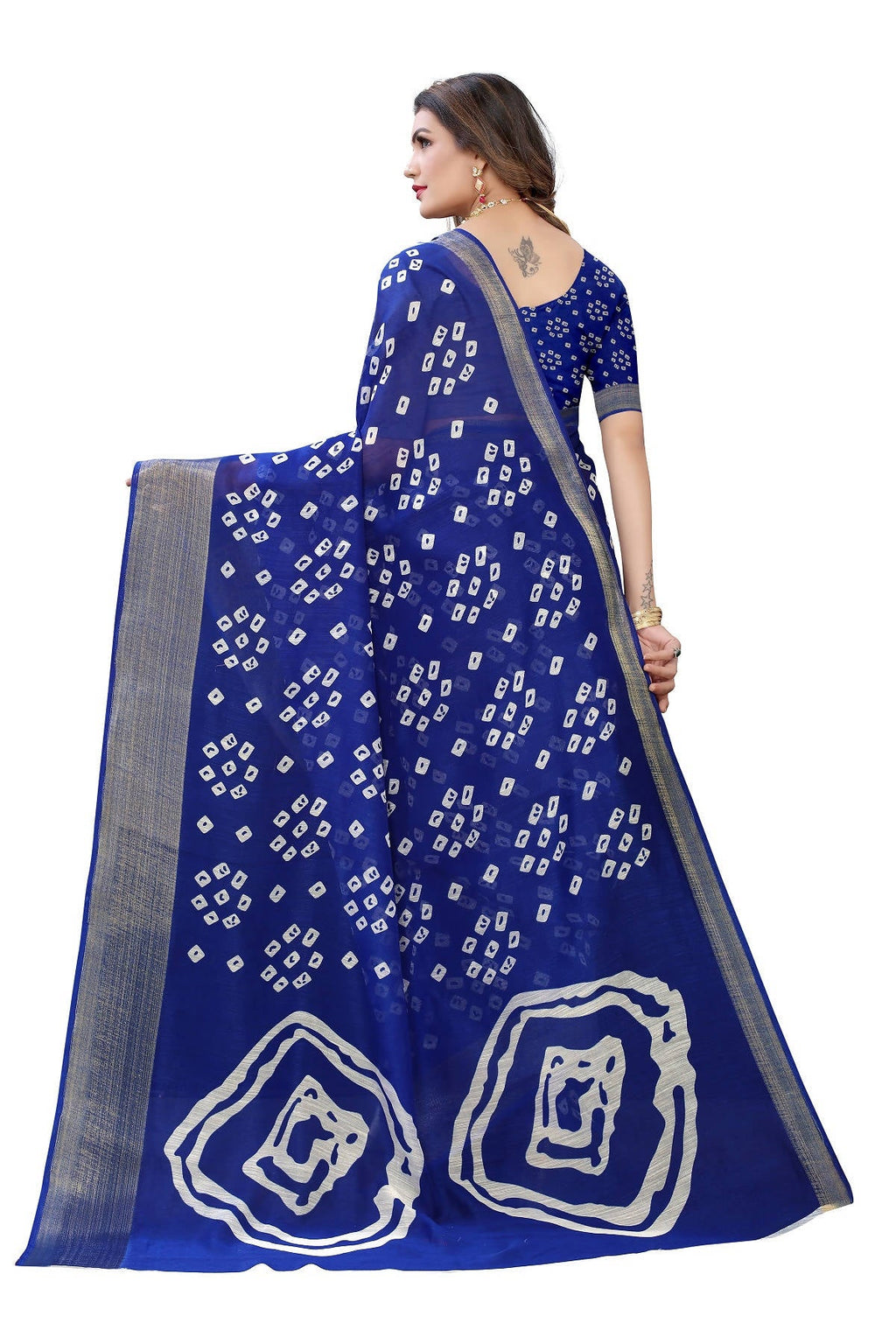 Vamika Beautiful Blue Linen Jari Border Saree (RADHIKA BLUE) | Grocsy