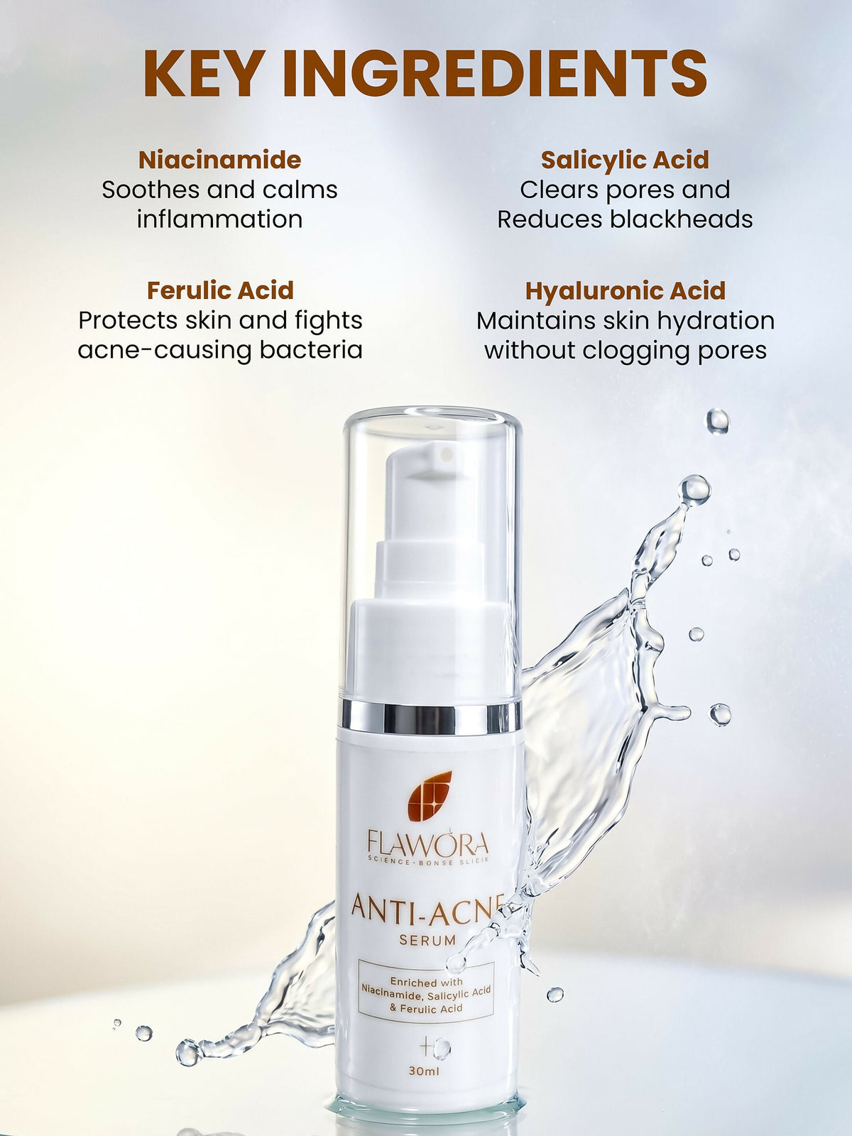 Flawora Set of Golden Glow Face Serum and Anti Acne Serum | Grocsy