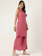 Joban Fashion Rust Rayon and Embroidered Work Straight Kurta Bottom Set | Grocsy