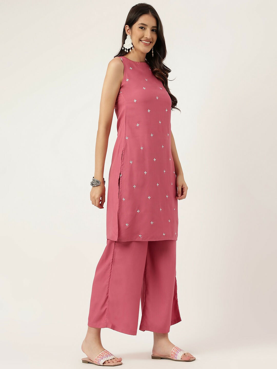 Joban Fashion Rust Rayon and Embroidered Work Straight Kurta Bottom Set | Grocsy