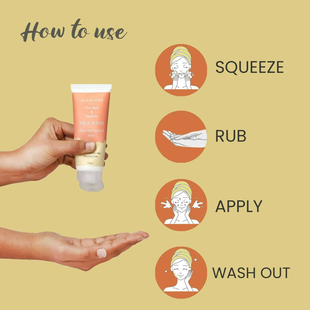 Glamveda Chia Seeds & Squalene Nourishing Face Wash | Grocsy