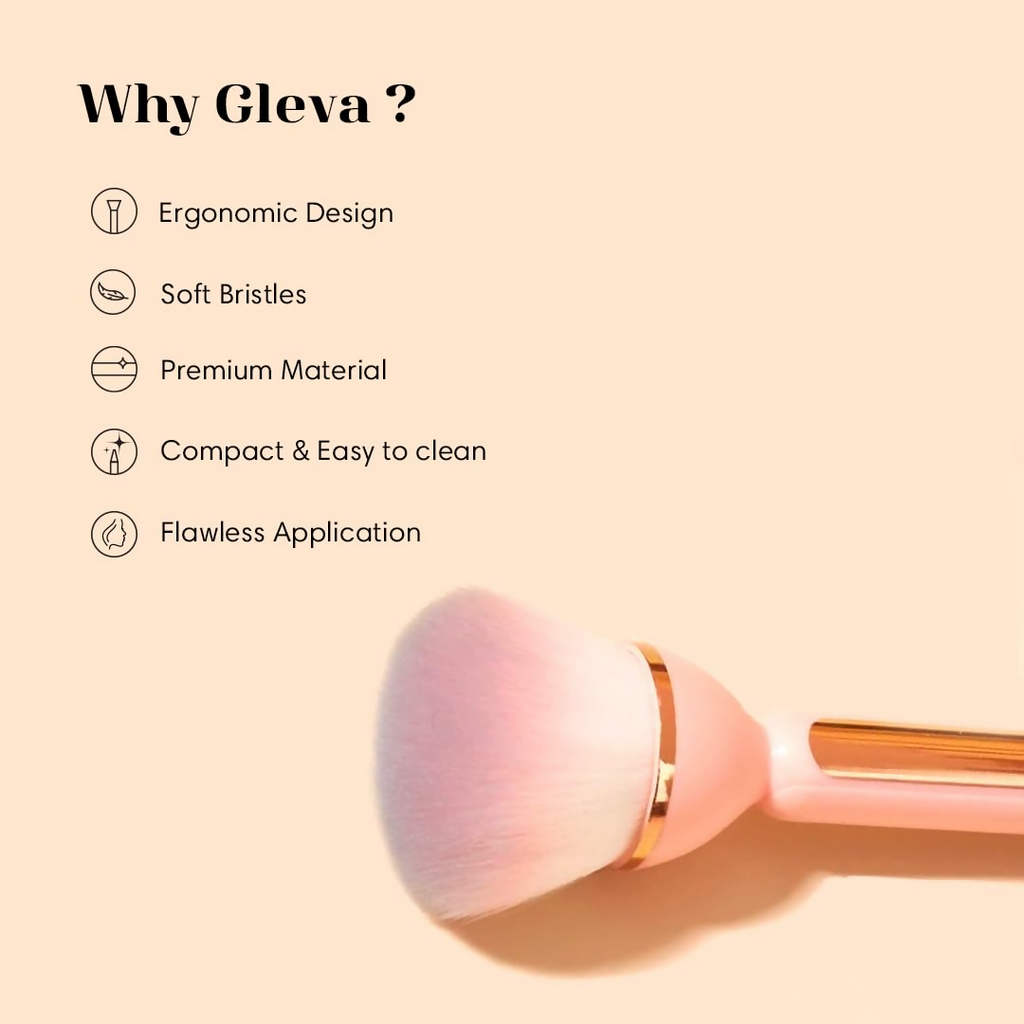 Gleva Multipurpose Professional Powder & Blush Cheek Brush - Pink | Grocsy