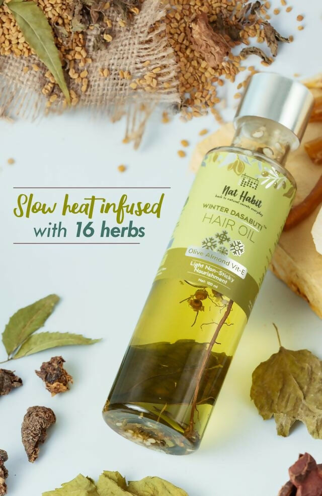 Nat Habit Olive Almond Vit-E Winter Hair Oil | Grocsy