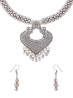 NVR Women Silver Toned Oxidised Jewellery Set | Grocsy