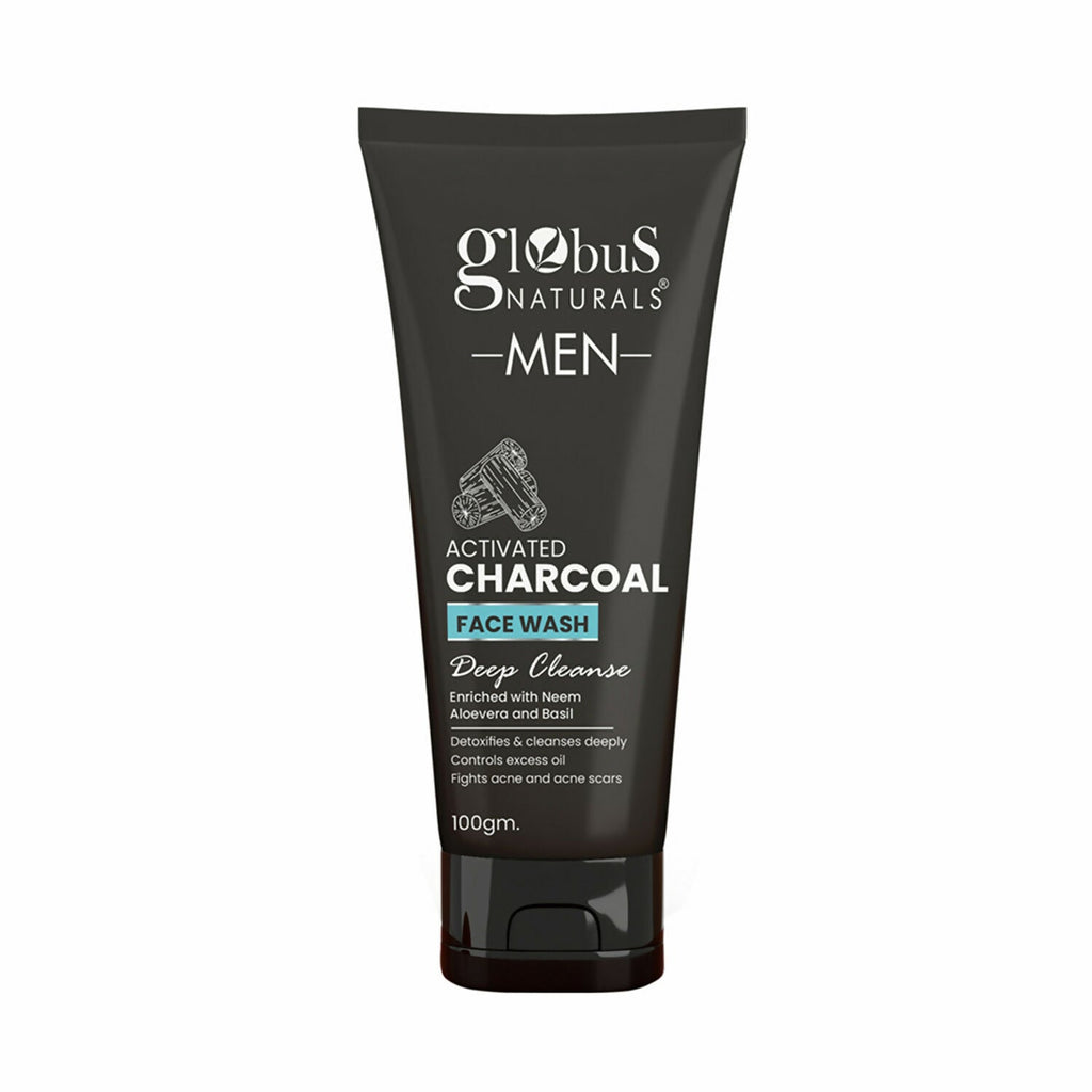 Globus Naturals Anti Pollution & Anti Acne Charcoal Face Wash For Men | Grocsy