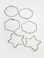 NVR Women Gold-Toned Geometric Hoop Earrings | Grocsy