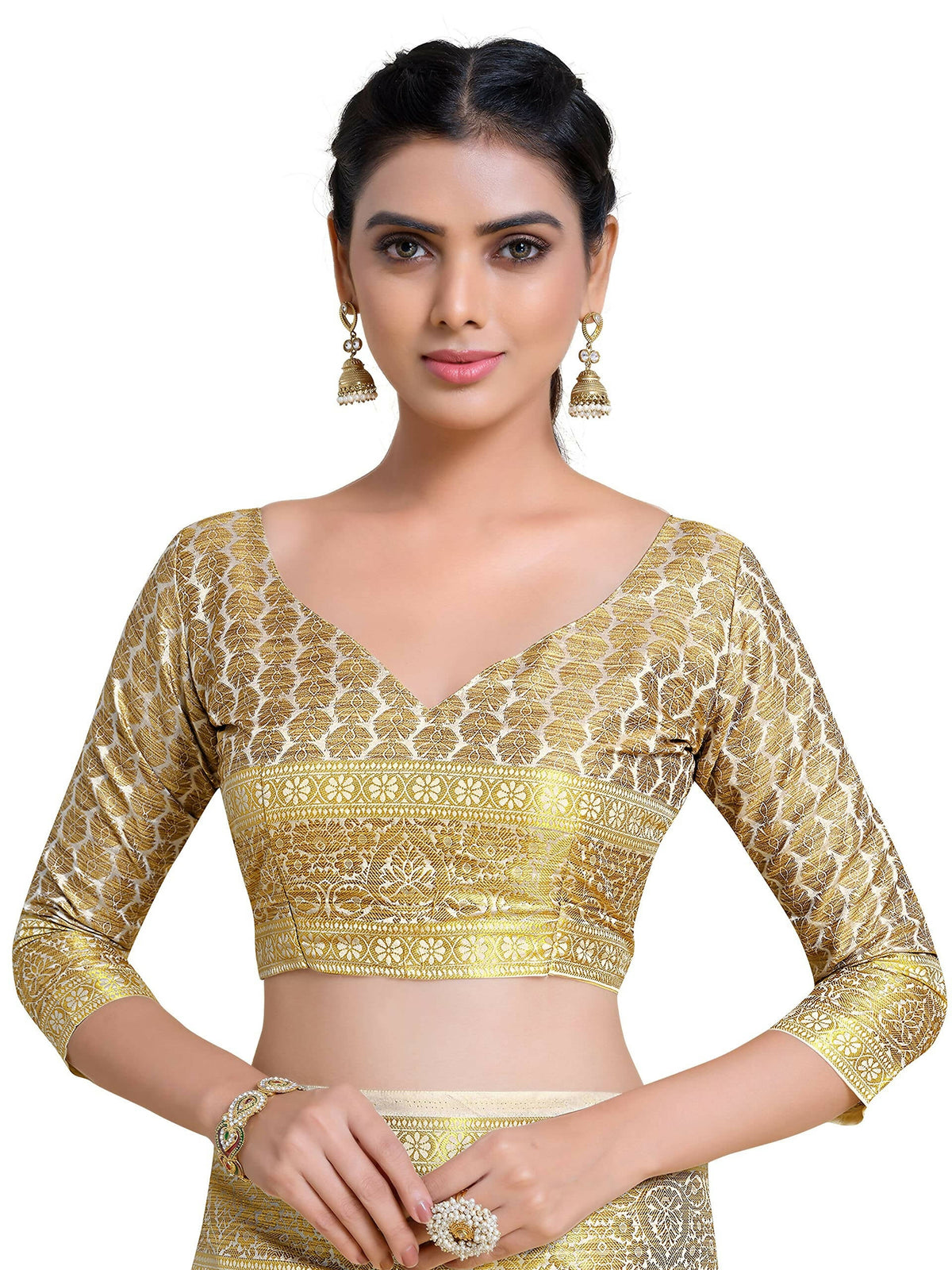 Mimosa Women's Off-White Kanjivaram Art Silk Saree | Grocsy