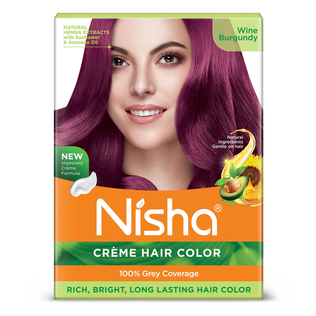 Nisha Creme Hair Color for Women - Wine Burgundy | Grocsy