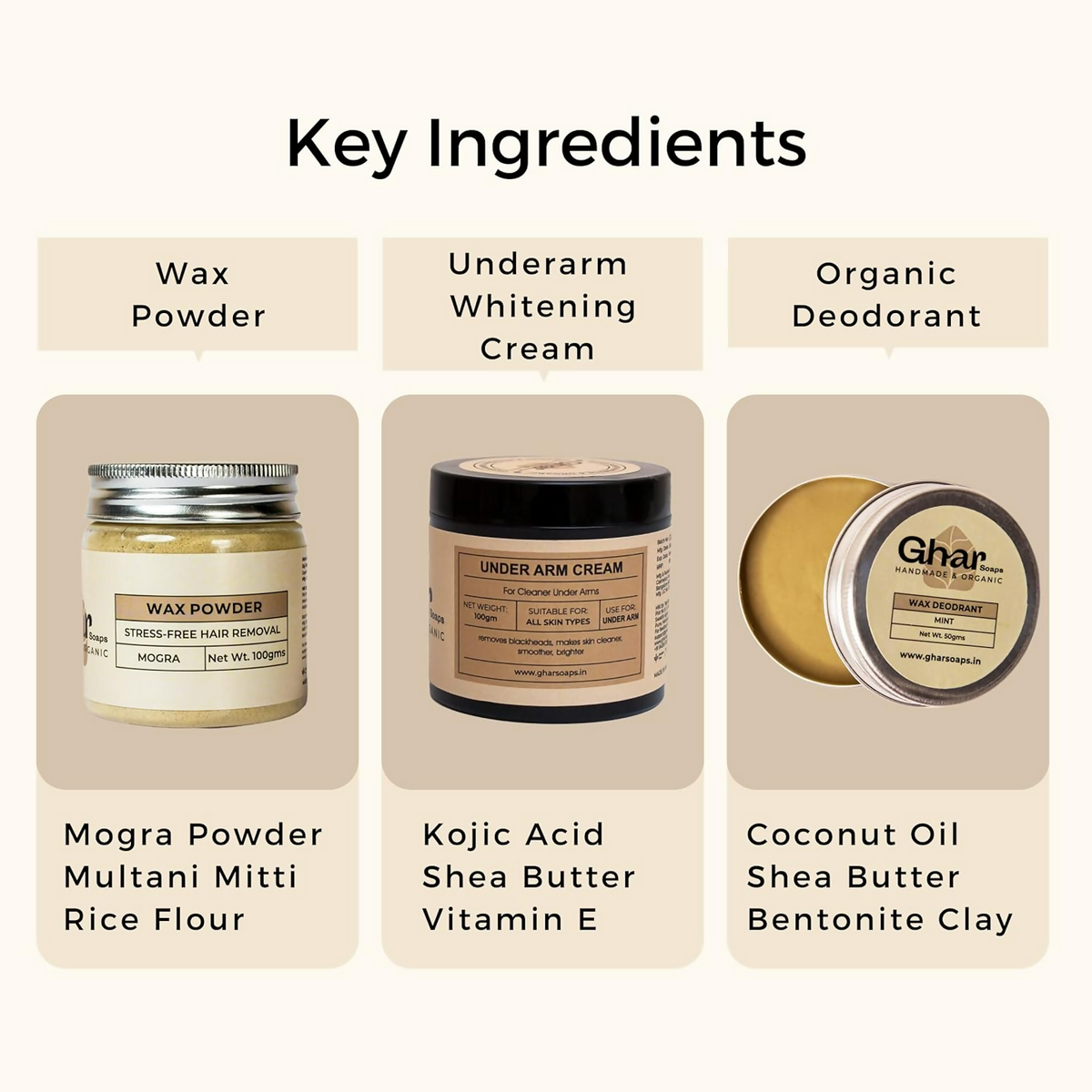 Ghar Soaps Underarm Lightening Cream Kit | Grocsy