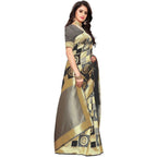 Vamika Banarasi Jaquard Grey Weaving Saree (Banarasi 24) | Grocsy