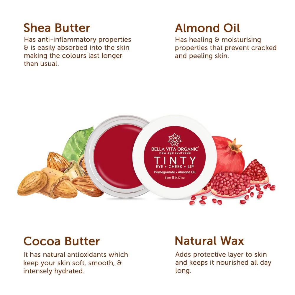 Bella Vita Organic Pomegranate Maroon Tinty Blush 3 in 1 | Grocsy