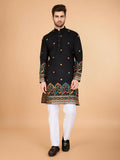 Vastranavya Black Exclusive Festival Wear Viscose Silk Thread & Sequence Embroidered Work Kurta | Grocsy