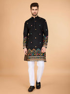 Vastranavya Black Exclusive Festival Wear Viscose Silk Thread & Sequence Embroidered Work Kurta | Grocsy