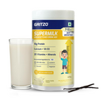 Gritzo SuperMilk Growth+ (Formerly Height+) Unsweetened Drink Mix (7-12y Boys), 10g Protein Powder (Creamy Vanilla) | Grocsy