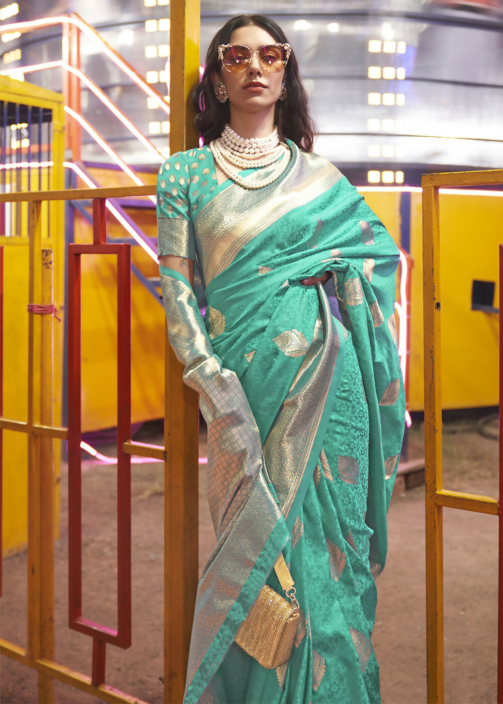 Beautiful Aqua Blue Handloom Weaving Silk Saree - Emponline | Grocsy