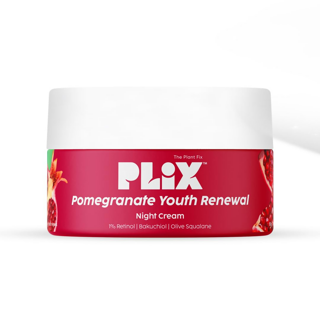 PLIX The Plant Fix Pomegranate 1% Retinol & 1% Bakuchi Oil Anti Ageing Night Cream | Grocsy