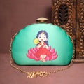 Joban Fashion Baby Durga Printed D-Shape Clutch - Green | Grocsy