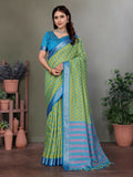Joban Fashion Parrot Green Plain Banarasi Silk Sarees | Grocsy