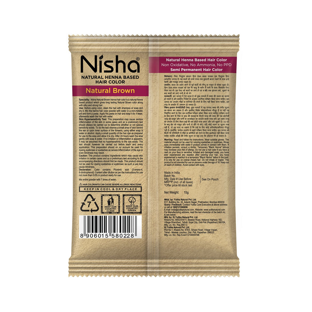 Nisha Henna Based Hair Colour For Women & Men Natural Brown | Grocsy