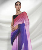 Purple Organza Solid Saree With Unstitched Blouse Piece - Shanaya | Grocsy