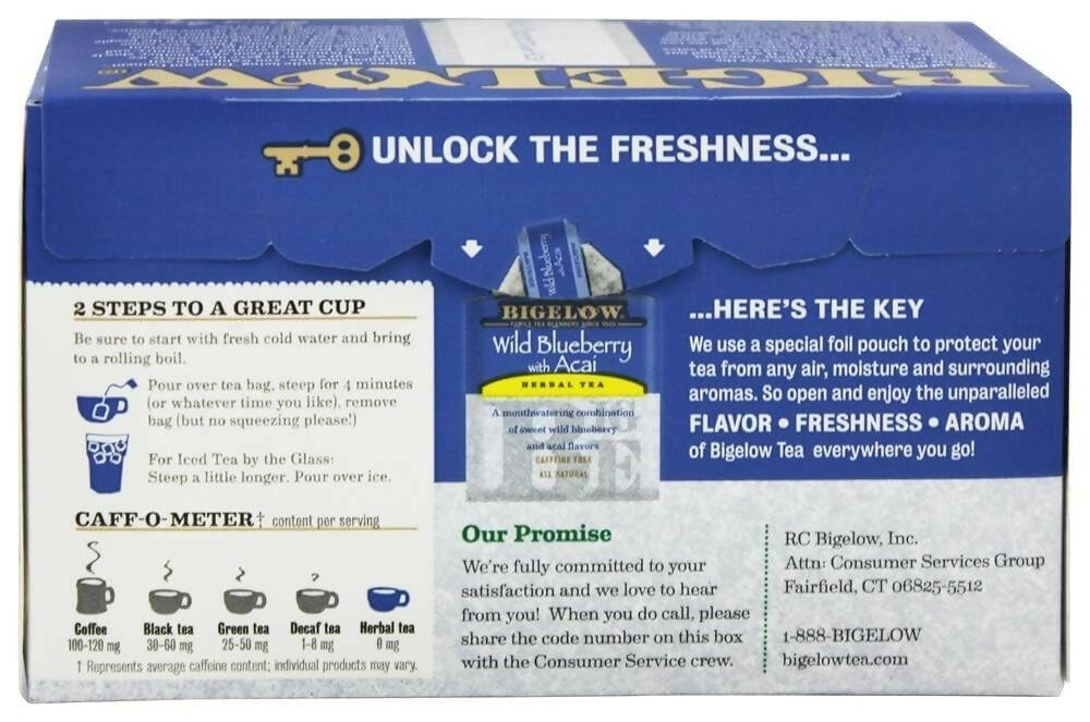 Bigelow Tea Wild Blueberry With Acai Herbal Tea With Freshness & Aroma Caffeine Free | Grocsy