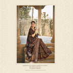 Brown Gajji Silk Gota With Minakari Work Saree With Unstitched Blouse - Norita Gajri | Grocsy