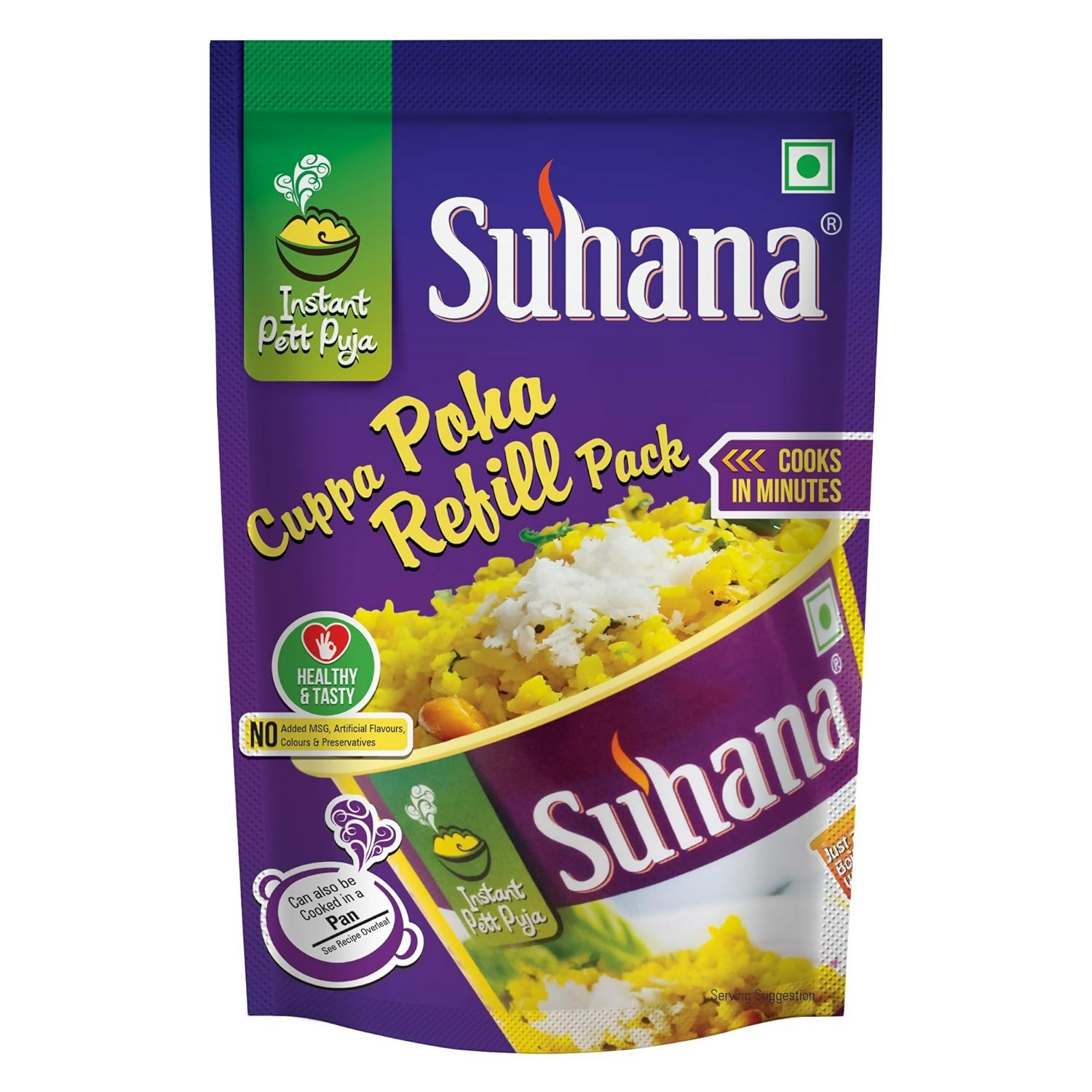 Suhana Cuppa Poha Refill Pouch Ready to Eat Instant Breakfast | Grocsy