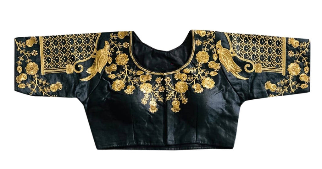 Vamika Black Banglori Silk Embroidery Blouse For Women | Grocsy