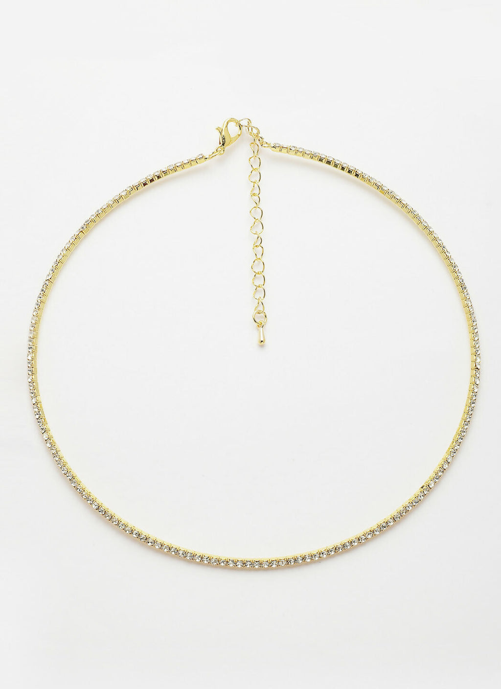 NVR Women's Gold-Toned CZ-Studded Choker Necklace | Grocsy