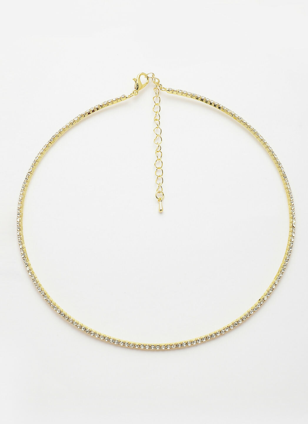 NVR Women's Gold-Toned CZ-Studded Choker Necklace | Grocsy