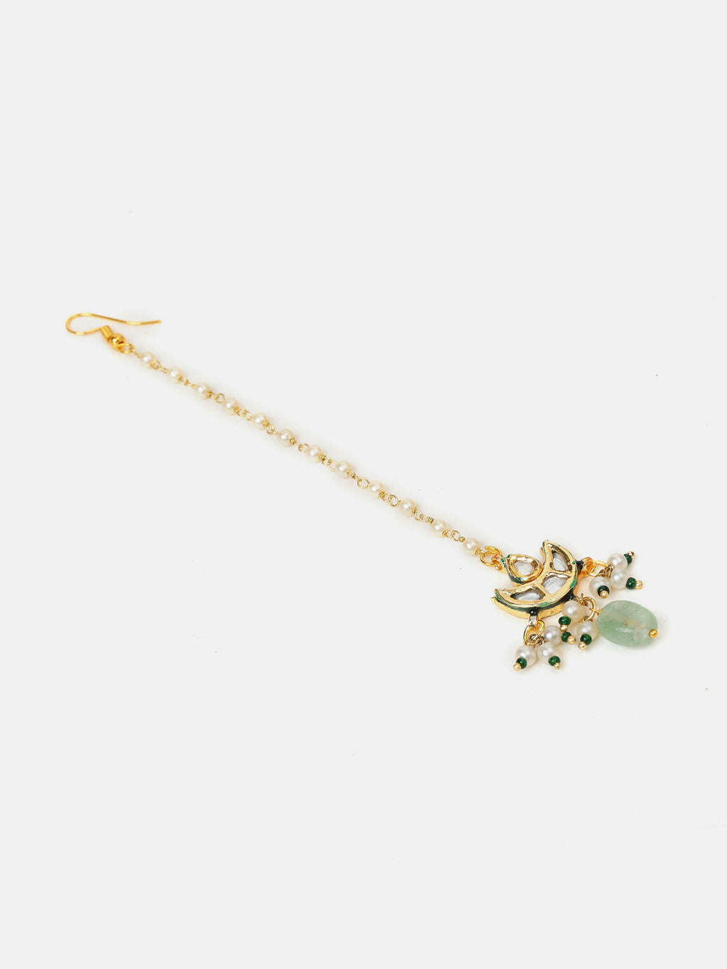 Ruby Raang Pearl Glow Necklace With Matching Earrings And Maang Tikka | Grocsy