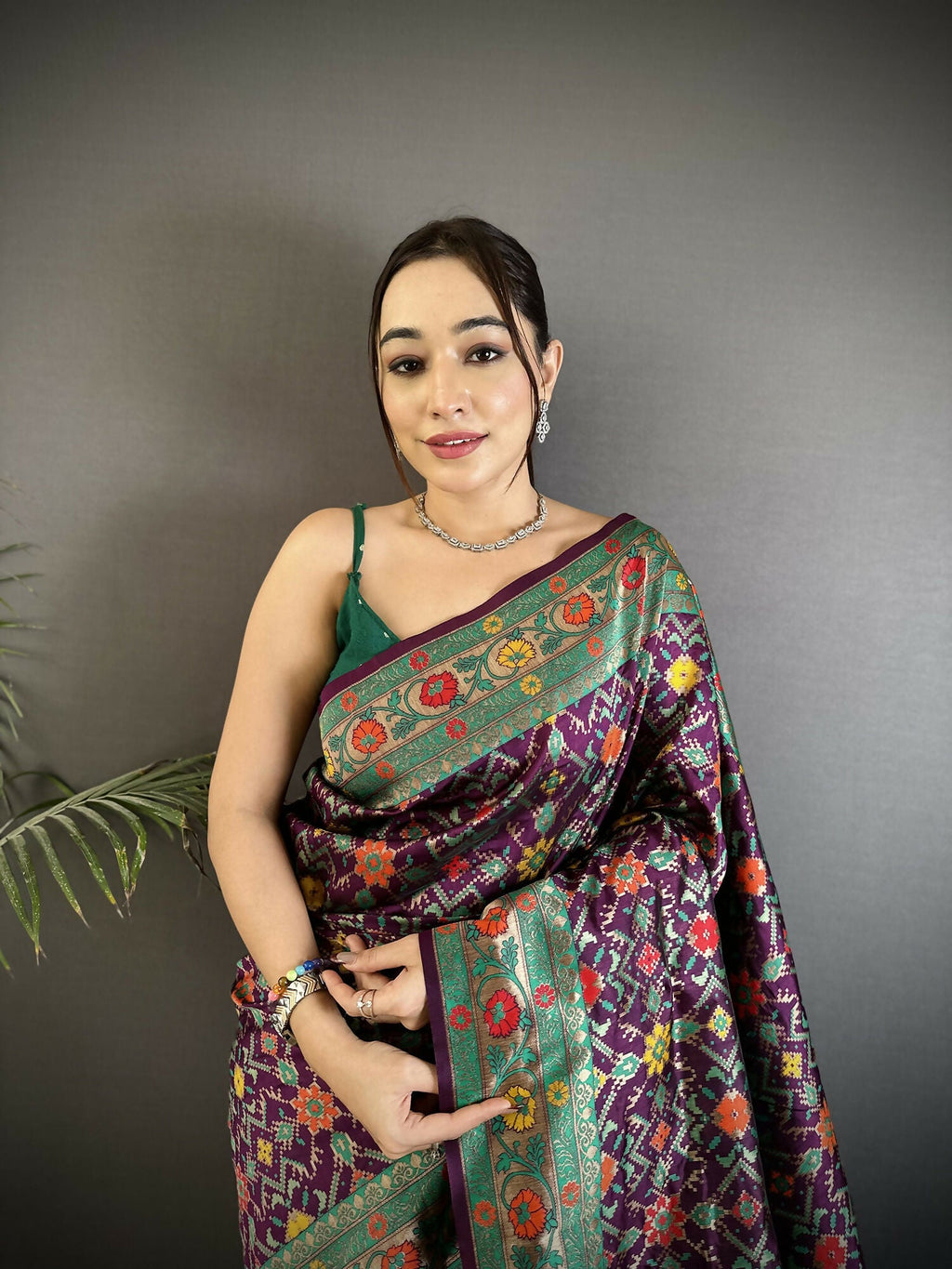 Joban Fashion Wine Banarasi Soft Silk Woven Saree | Grocsy