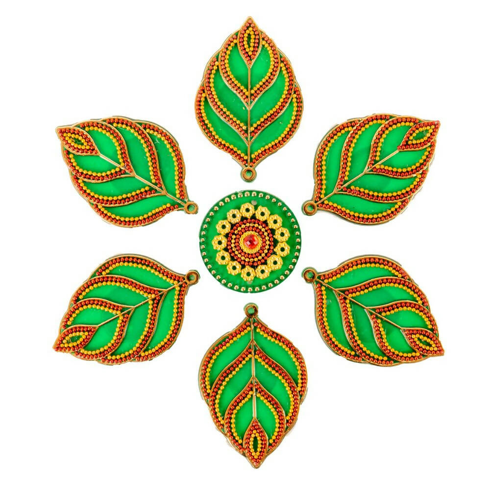 Kundan HandiKrafts Leaf Rangoli Green (Baby) | Grocsy