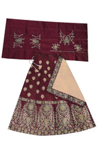 Dwiden Maroon Gulab Tafetta Sattin Semi-Stitched Girl'S Lehenga Choli | Grocsy