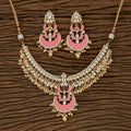 Joban Fashion Women Golden White Pink Necklace Set | Grocsy