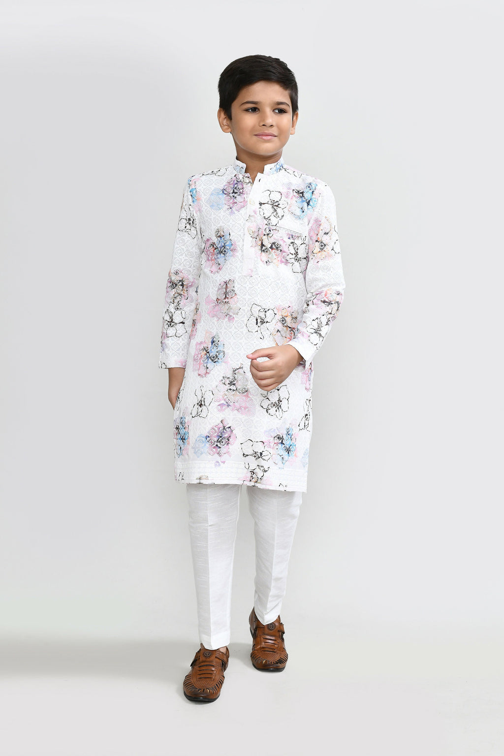 Joban Fashion Cotton White Kurta With Straight Fit Pant | Grocsy
