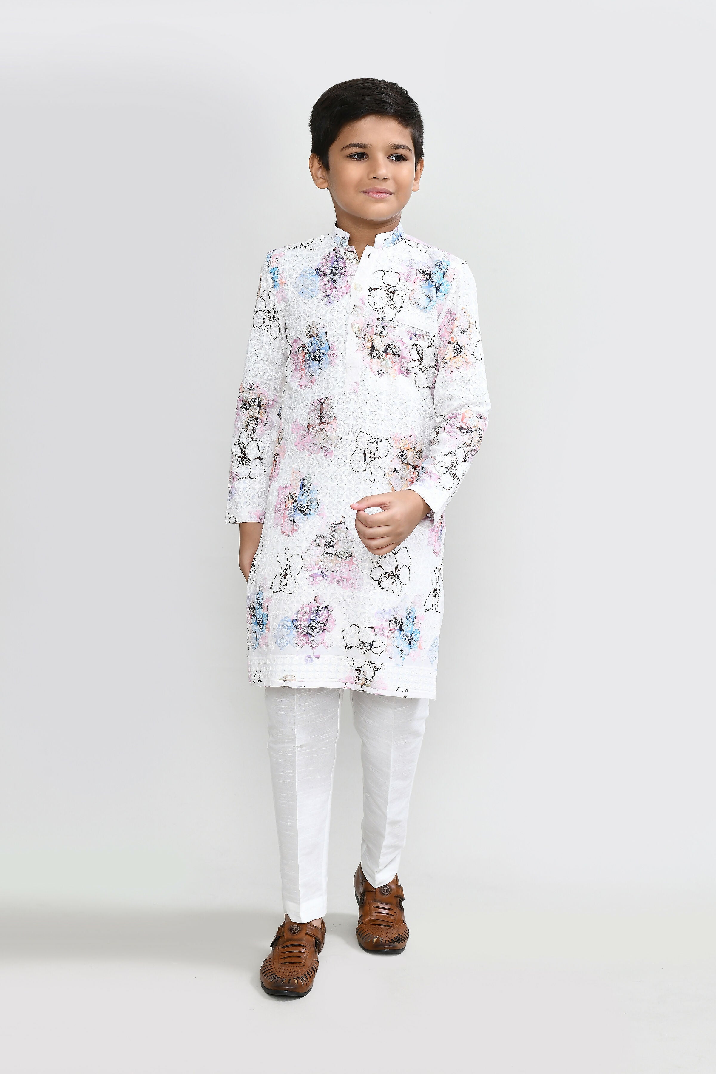 Joban Fashion Cotton White Kurta With Straight Fit Pant | Grocsy