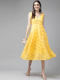 Ahalyaa Women's Traditional wear Dress - Yellow | Grocsy