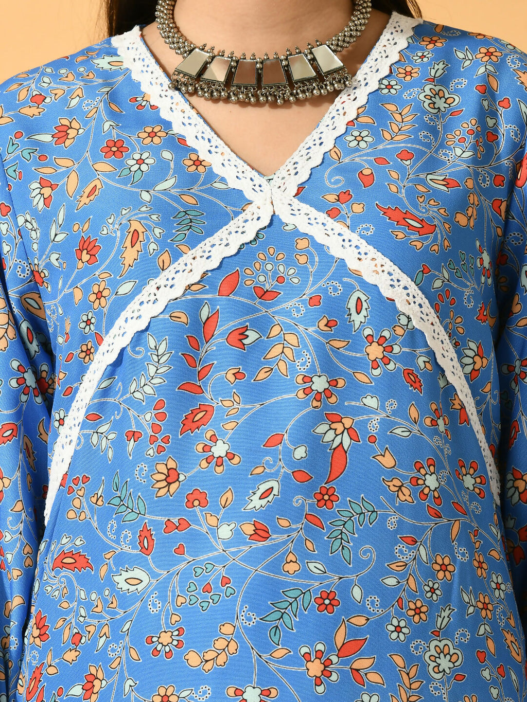 Myshka Women's Blue Printed Party Kurta Sets | Grocsy