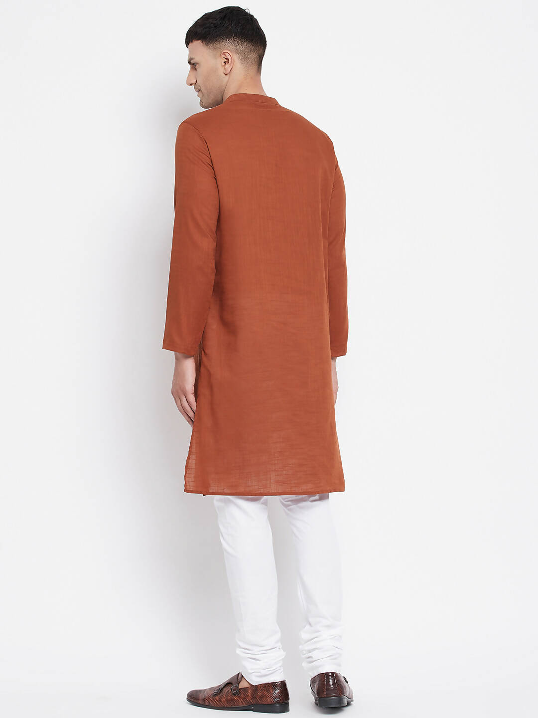 Even Apparels Brown Pure Cotton Men's Sherwani Kurta With Asymetrical Cut | Grocsy