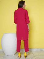 Women Republic Pink Cotton Embellished Kurta Set | Grocsy