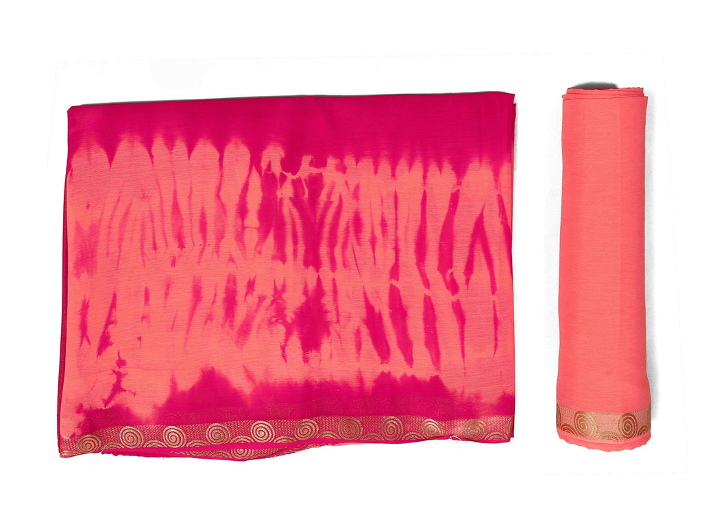 Mimosa Women's Pink Banarasi Chiffon Silk Saree | Grocsy