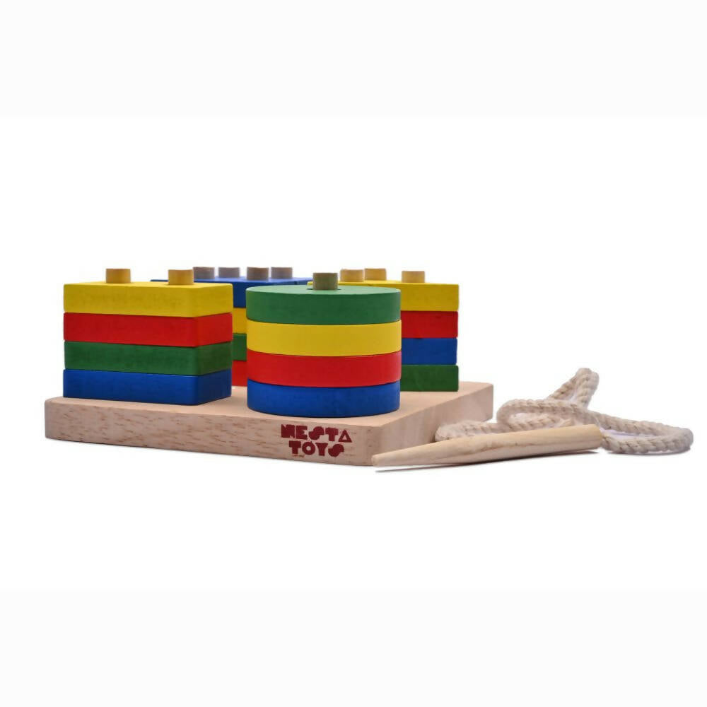 Nesta Toys Shape Sorter | Stacker | Lacing Toy - Multicolor | Grocsy
