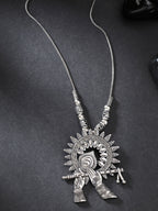 NVR Women's Silver-Toned German Silver Oxidised Pendant with Chain | Grocsy
