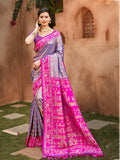 Sangam Prints Purple Kanjivaram Silk Woven Work Traditional Saree | Grocsy