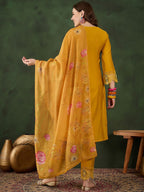Sangria Embroidered Kurta With Trousers & dupatta | Grocsy