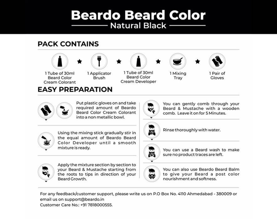 Beardo Beard Color for Men - Natural Black | Grocsy